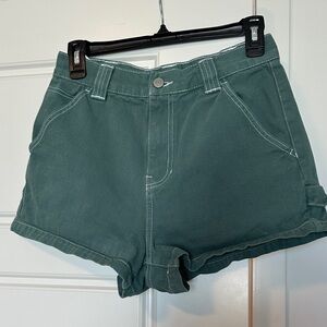 PacSun High-Waist Green Shorts with Contrast Stitching